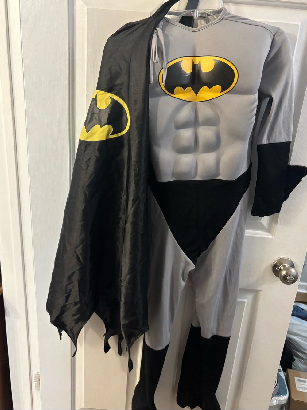 Batman Kids Gray, Black and Yellow Superhero Costume with Cape size medium